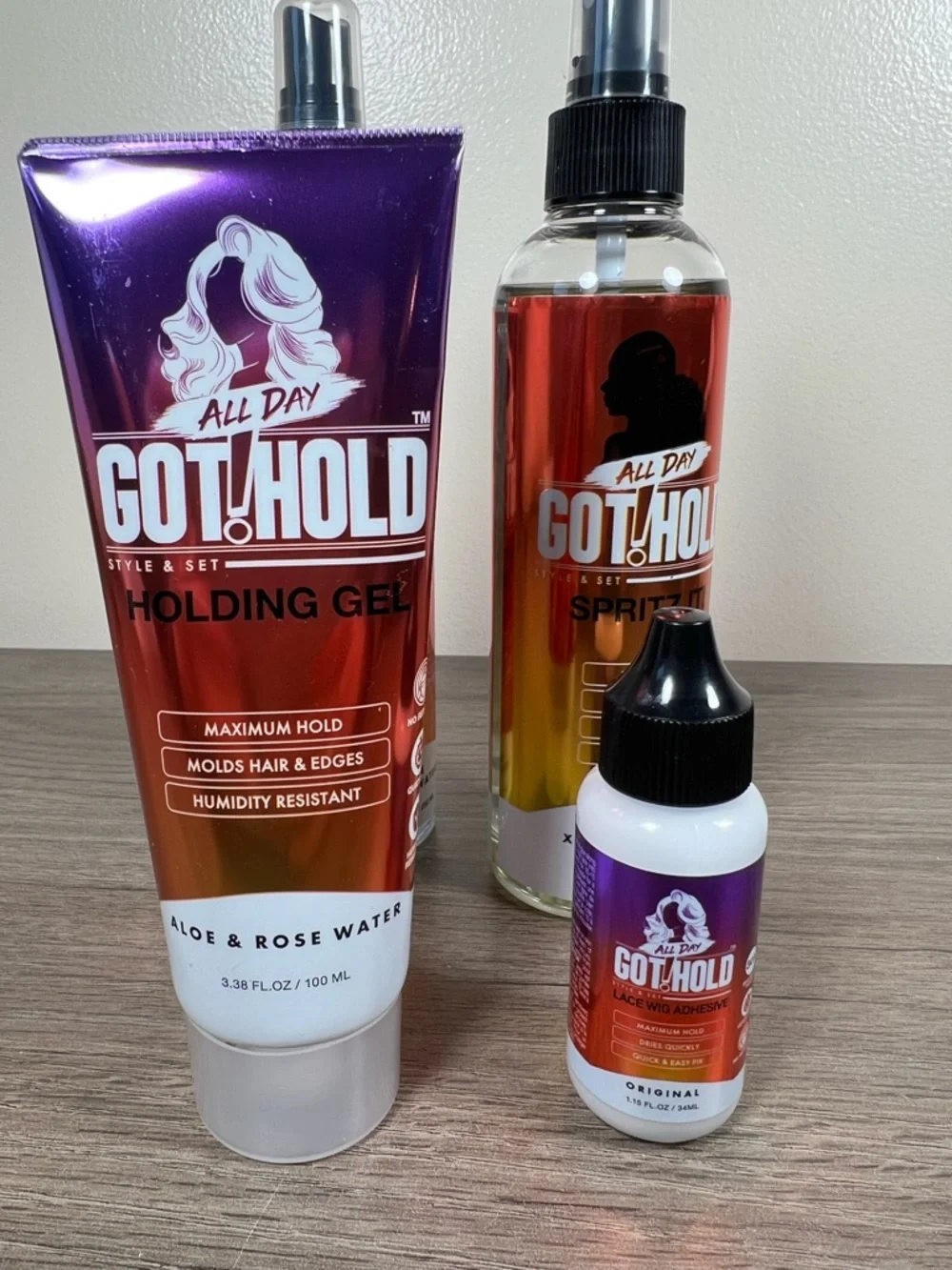 All Day Got Hold Lace Melt Spray Wig Glue Edge Holding Gel Braid Spray Bundle